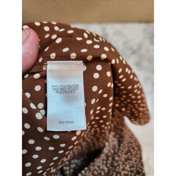 J.Jill Wearever Women's Brown Polka Dot Wide Leg Crop Pull‎ On Pants Size L - Picture 4 of 8